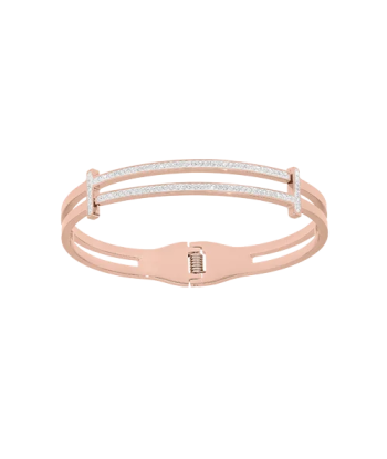 Bracelet acier rigide articulé et ajouré, avec 2 bandes résine et strass livraison gratuite