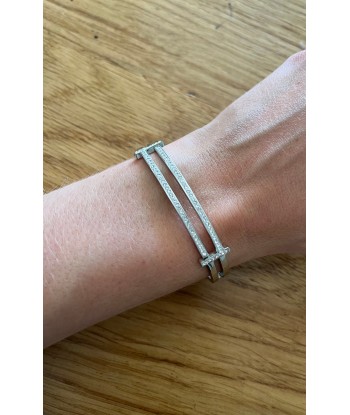 Bracelet acier rigide articulé et ajouré, avec 2 bandes résine et strass livraison gratuite