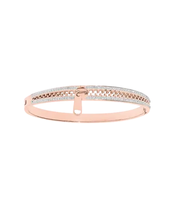 Bracelet acier rigide articulé avec fermeture éclair résine et strass les muscles