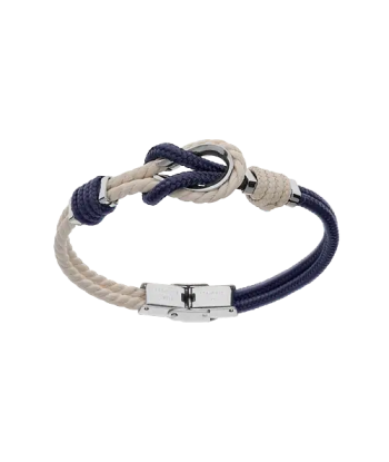 Bracelet acier et cordon bicolore noeud marin l'achat 