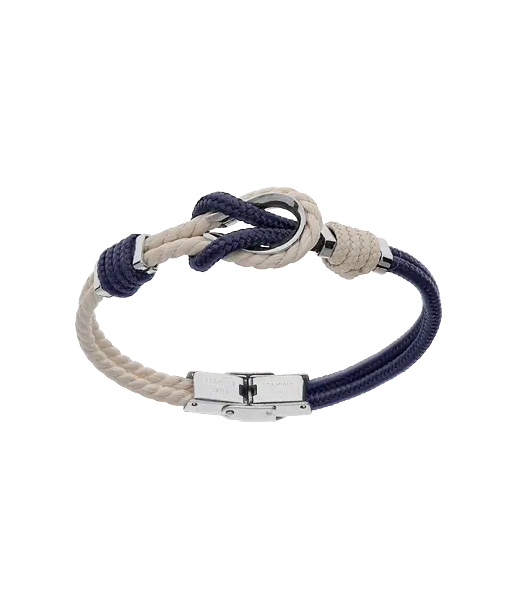 Bracelet acier et cordon bicolore noeud marin l'achat 