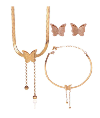 Ensemble Bijoux Papillon Or Rose ou a consommer sur place