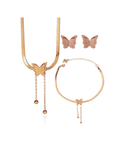 Ensemble Bijoux Papillon Or Rose ou a consommer sur place