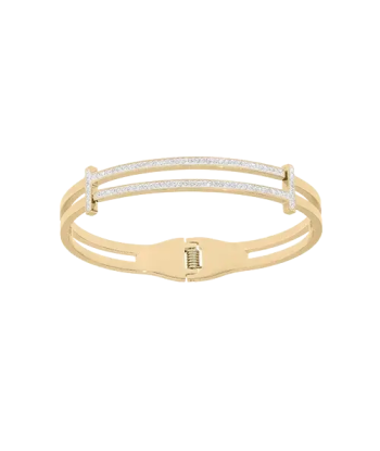 Bracelet acier rigide articulé et ajouré, avec 2 bandes résine et strass livraison gratuite