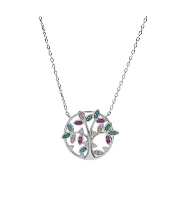 Collier argent rhodie arbre de vie oxydes multi couleurs Venez découvrir notre 