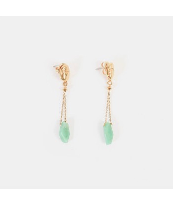 Boucles d'oreilles Longue Chrysoprase dorées votre