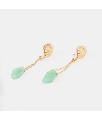 Boucles d'oreilles Longue Chrysoprase dorées votre