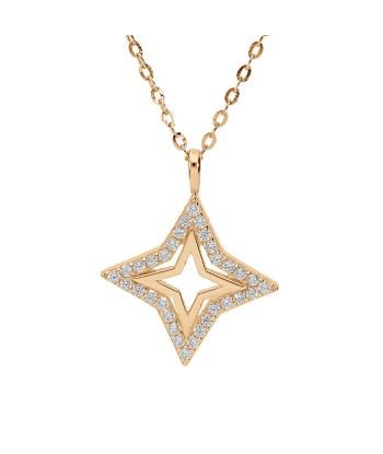 Collier plaqué or pendentif etoile ajourée contour oxydes blancs sertis suggérées chez