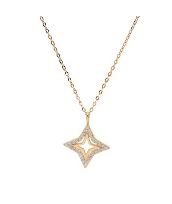 Collier plaqué or pendentif etoile ajourée contour oxydes blancs sertis suggérées chez