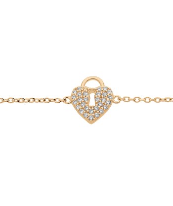 Bracelet plaqué or cadenas coeur pavé oxydes blancs en linge