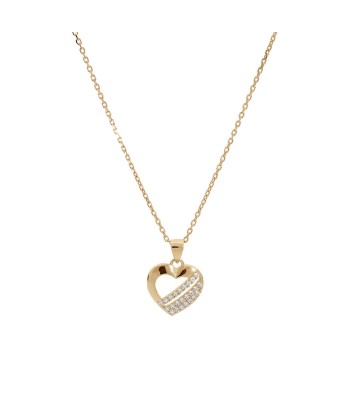 Collier plaqué or pendentif coeur 3 barettes oxydes blancs sertis la livraison gratuite