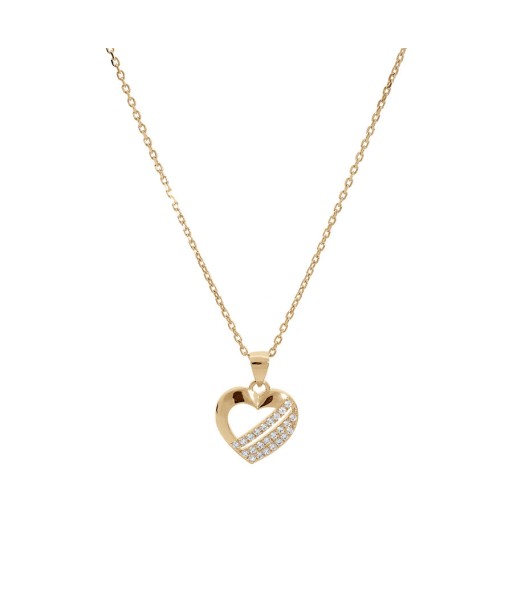 Collier plaqué or pendentif coeur 3 barettes oxydes blancs sertis la livraison gratuite