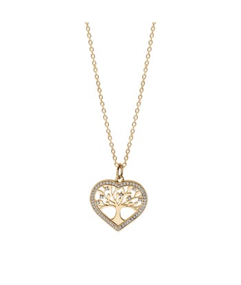 Collier plaqué or pendentif coeur avec arbre de vie contour oxydes blancs sertis 2 - 3 jours ouvrés.