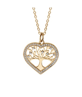 Collier plaqué or pendentif coeur avec arbre de vie contour oxydes blancs sertis 2 - 3 jours ouvrés.