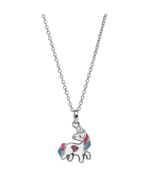 Collier argent rhodié pendentif licorne résine 40+4cm de France