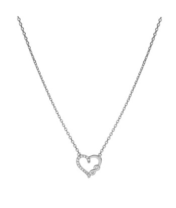 Collier argent rhodié coeur et infini oxydes blancs sertis Par le système avancé 