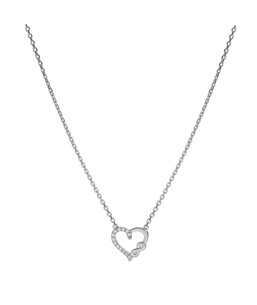 Collier argent rhodié coeur et infini oxydes blancs sertis Par le système avancé 