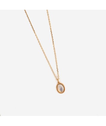 Collier Pierre Lune oval doré store