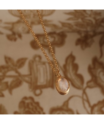 Collier Pierre Lune oval doré store