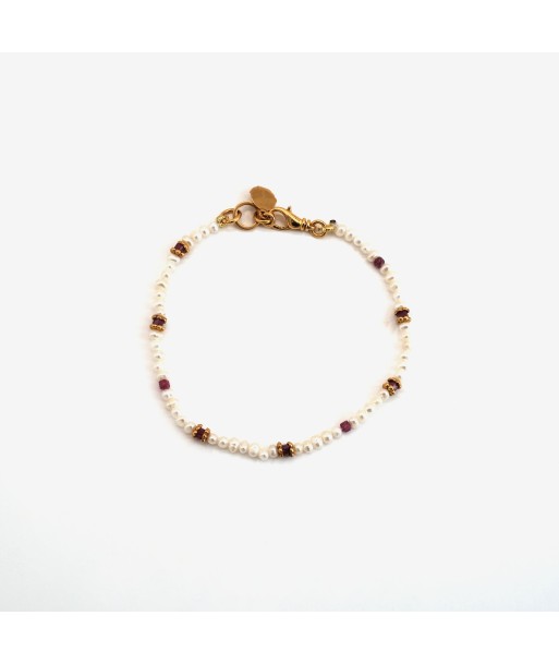 Bracelet Mudji en perle d'eau douce rose en linge