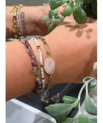 Bracelet Mudji en perle d'eau douce rose en linge