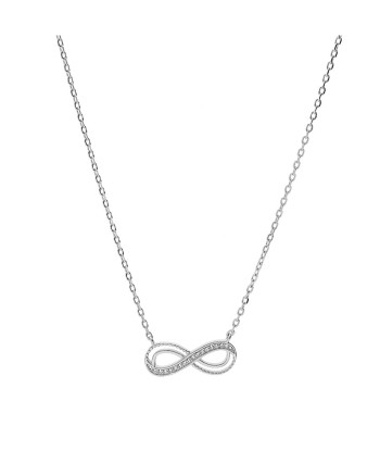 Collier argent rhodié motif infini ajouré avec oxydes blancs sertis 40+5cm Jusqu'à 80% De Réduction