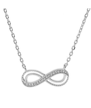 Collier argent rhodié motif infini ajouré avec oxydes blancs sertis 40+5cm Jusqu'à 80% De Réduction