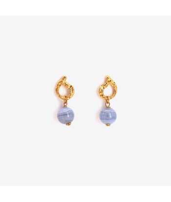 Boucles d'oreilles Calcédoine blue dorées Véritable concentré