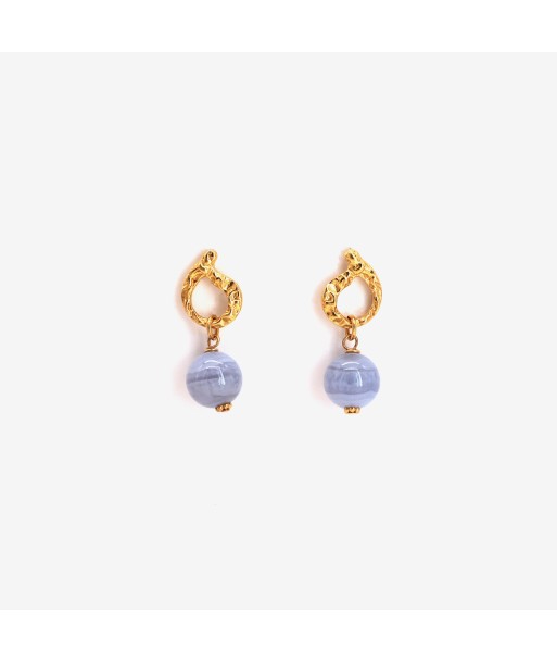 Boucles d'oreilles Calcédoine blue dorées Véritable concentré