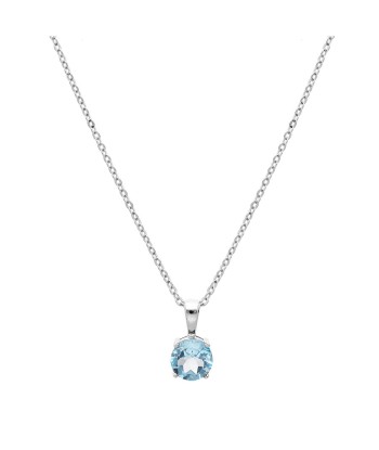 Collier argent rhodié pendentif pierre véritable topaze bleu 6,5mm 42+3cm Les êtres humains sont 