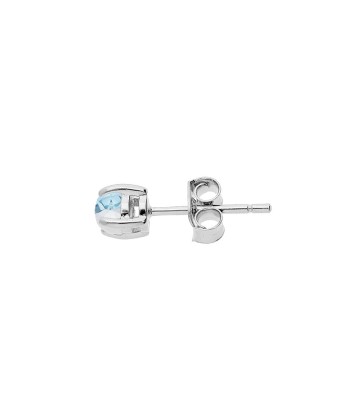 Boucles d'oreilles tige argent rhodié pierre véritable topaze bleu la chaussure