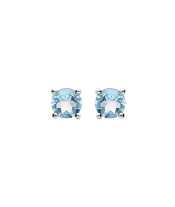 Boucles d'oreilles tige argent rhodié pierre véritable topaze bleu la chaussure