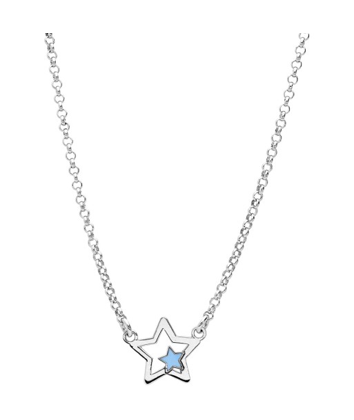 Collier argent rhodié etoile avec résine bleue 50% de réduction en Octobre 2024