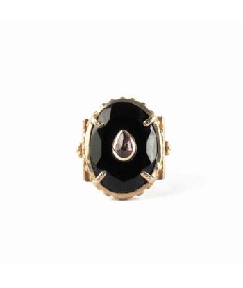 CHEEMA Bague Chevalière Onyx Noir Grenat du meilleur 