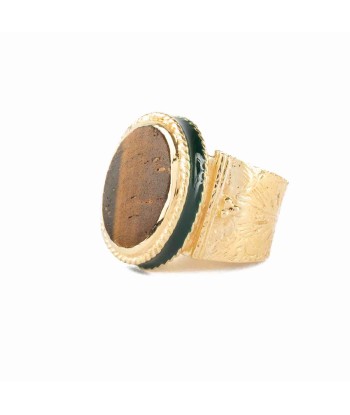 JULIET OVALE Bague Chevalière Gravée Œil de Tigre Paris Déstockage Promo