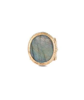 JULIET OVALE Bague Chevalière Gravée Labradorite brillant des détails fins