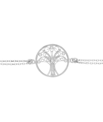 Bracelet argent rhodié  arbre de vie filigrane et oxydes blancs sertis Comment ça marche