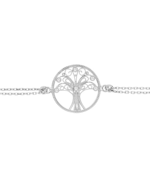 Bracelet argent rhodié  arbre de vie filigrane et oxydes blancs sertis Comment ça marche