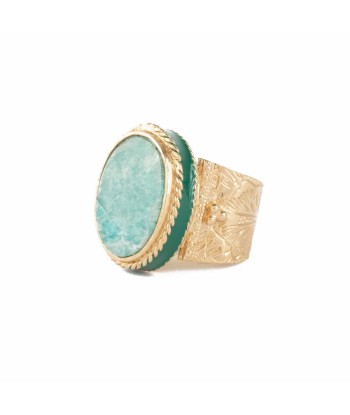 JULIET OVALE Bague Chevalière Gravée Amazonite de la marque