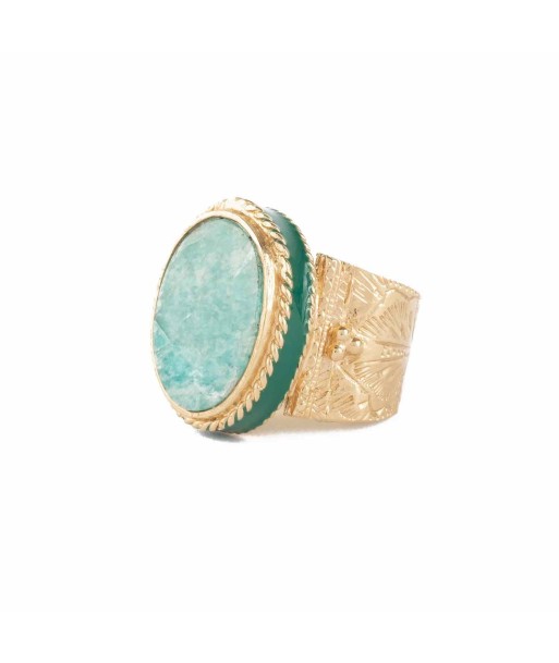 JULIET OVALE Bague Chevalière Gravée Amazonite de la marque