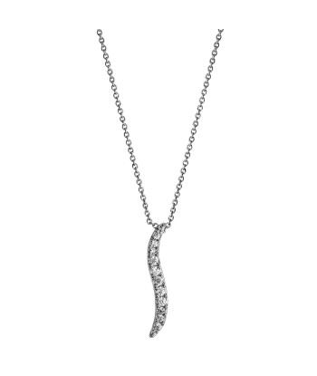 Collier argent rhodié feuille pave oxydes blancs pas cher 