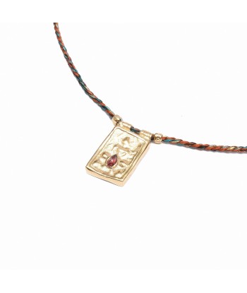 BOUDDHA Collier cordon médaille Grenat sur le site 