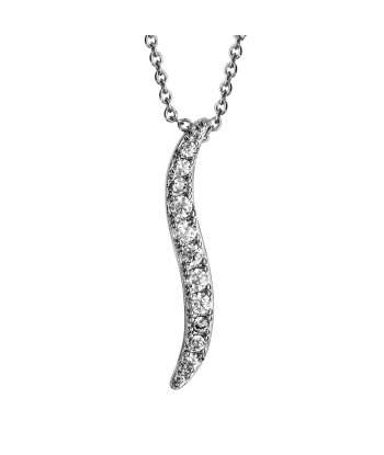 Collier argent rhodié feuille pave oxydes blancs pas cher 