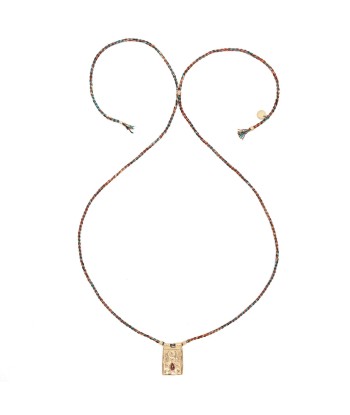 BOUDDHA Collier cordon médaille Grenat sur le site 