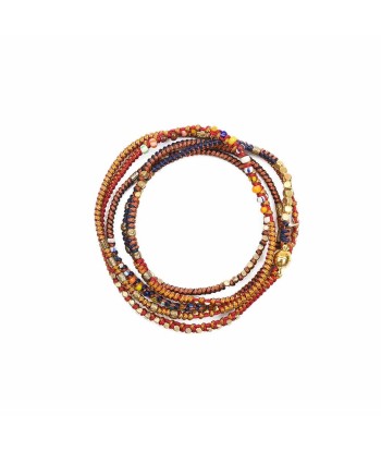 MANILLA Bracelet multitours Ocre et Marine, perles africaines votre