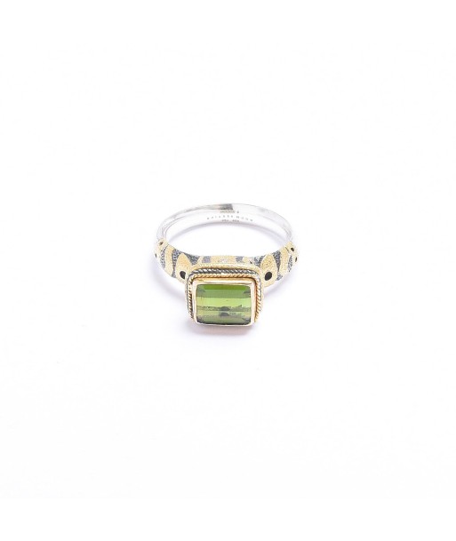 Bague Tourmaline Verte Or 750/1000e et Argent 925 N°16 les ligaments