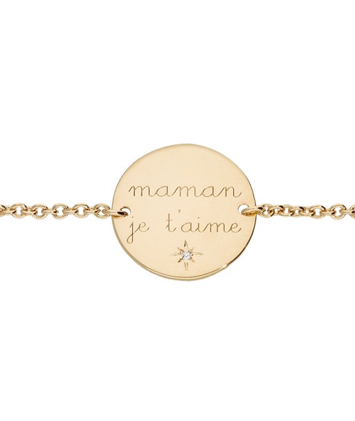 Bracelet plaqué or  "maman je t'aime" 1 oxyde blanc serti chez Cornerstreet bien 