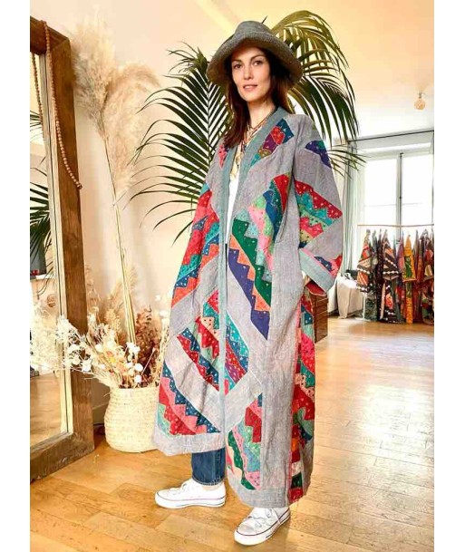 MANTEAU KIMONO Folk Long patchwork d'Europe débarque