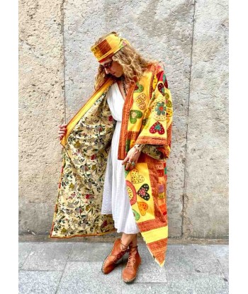 MANTEAU KIMONO FOLK long patchwork - Pièce Unique Faites des économies