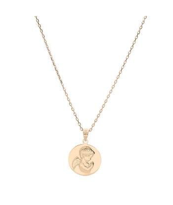 Collier plaqué or pendentif medaille angelot en relief l'achat 